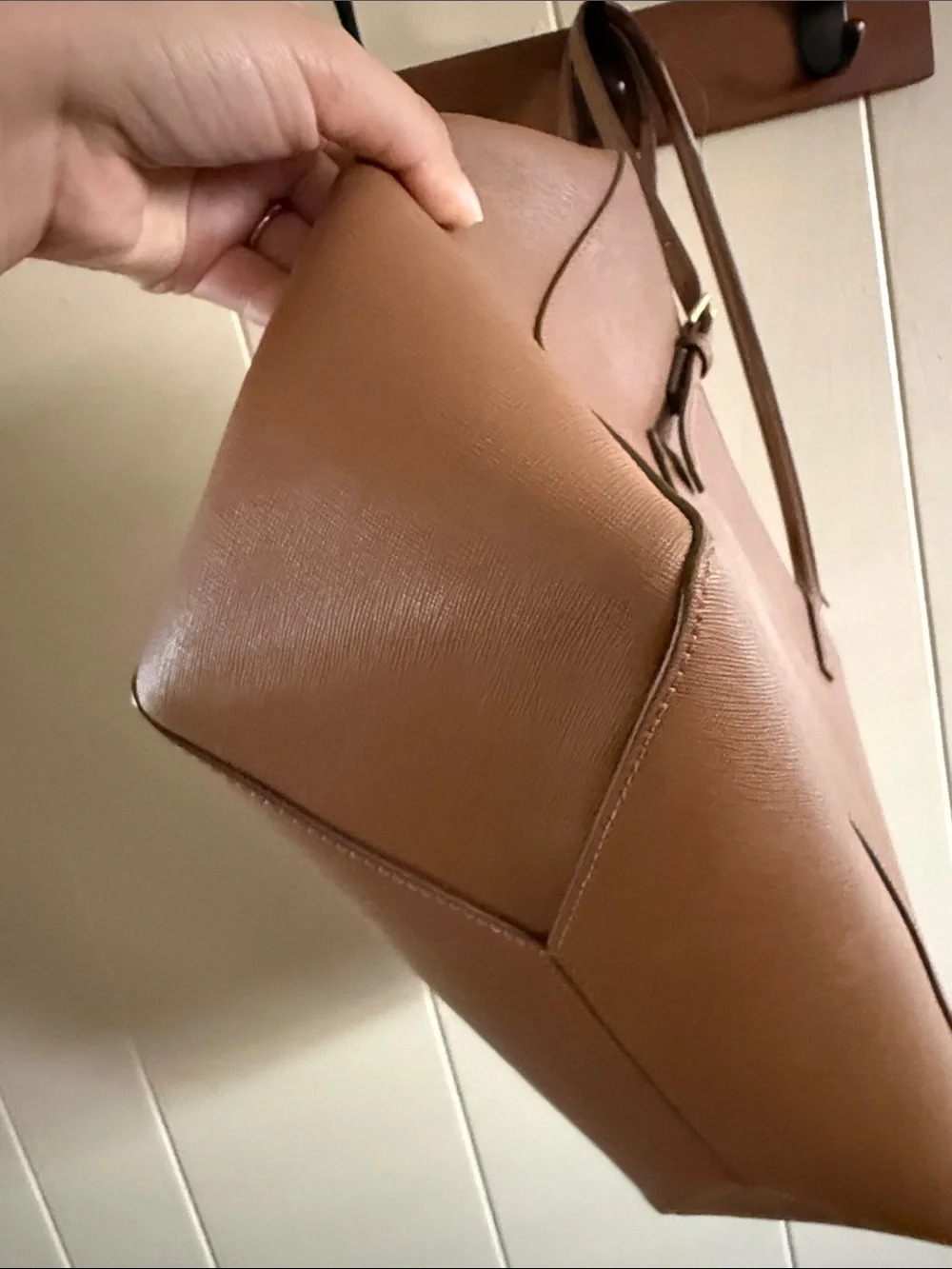 Tory Burch Brown Leather Tote with Gold Logo